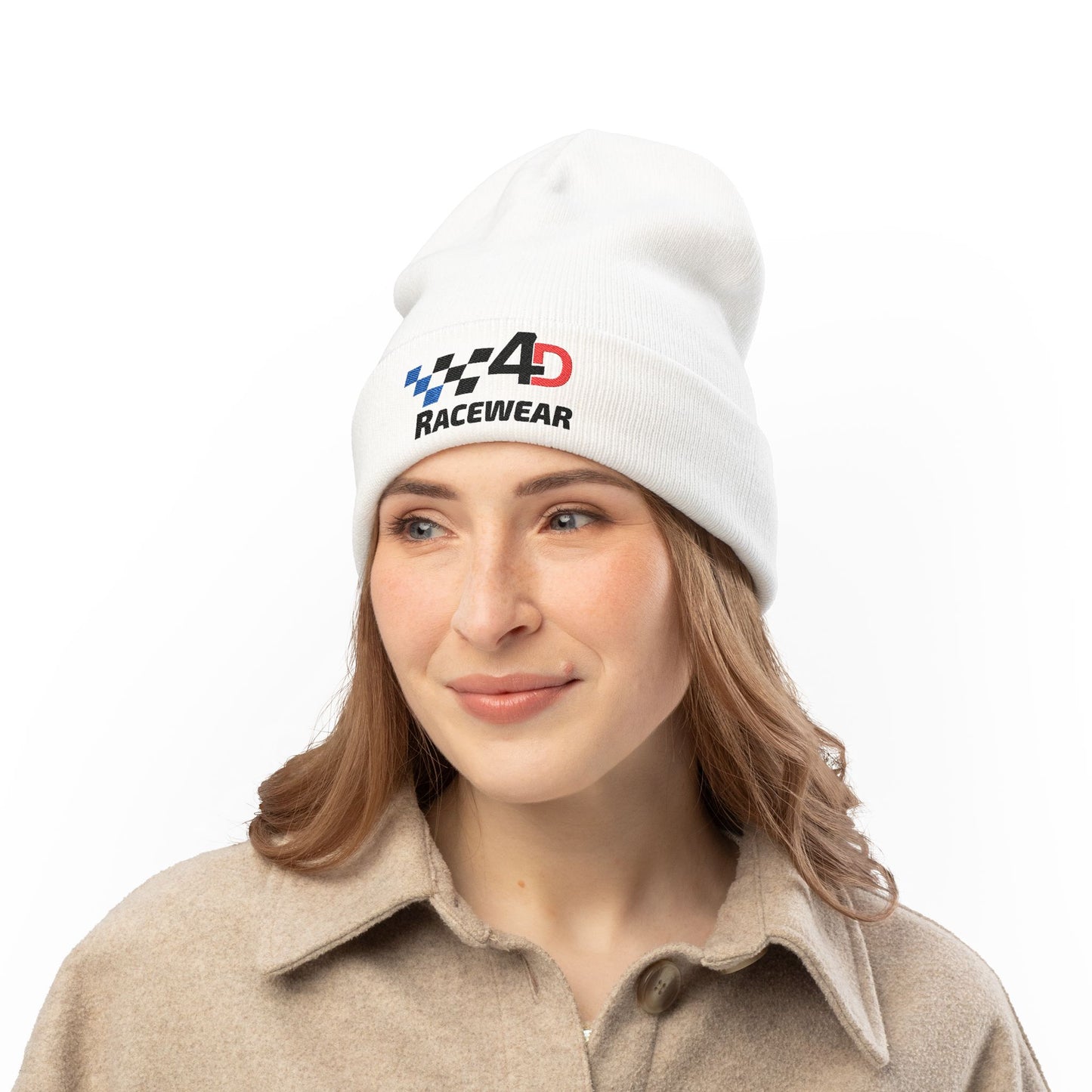 Racewear Embroidered Knit Beanie - Cozy Winter Hat for Racing Enthusiasts, Gift for Motorsports Fans, Cool Weather Accessory, Trendy Beanie