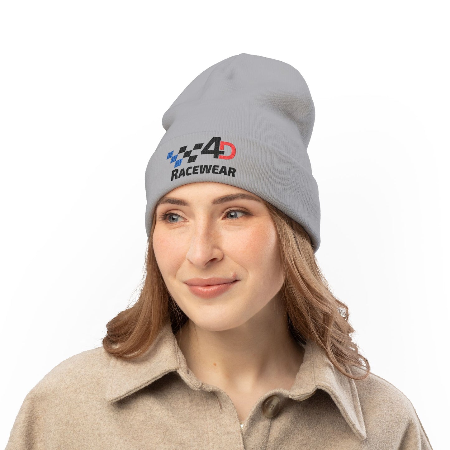 Racewear Embroidered Knit Beanie - Cozy Winter Hat for Racing Enthusiasts, Gift for Motorsports Fans, Cool Weather Accessory, Trendy Beanie