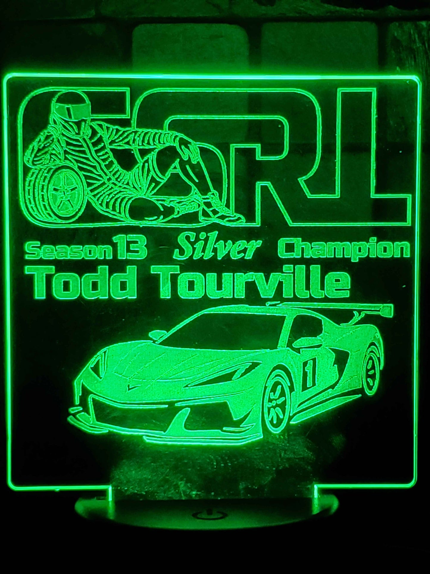 5x5 Acrylic LED Trophies - Custom Sim Racing Trophies - Lighted Signs