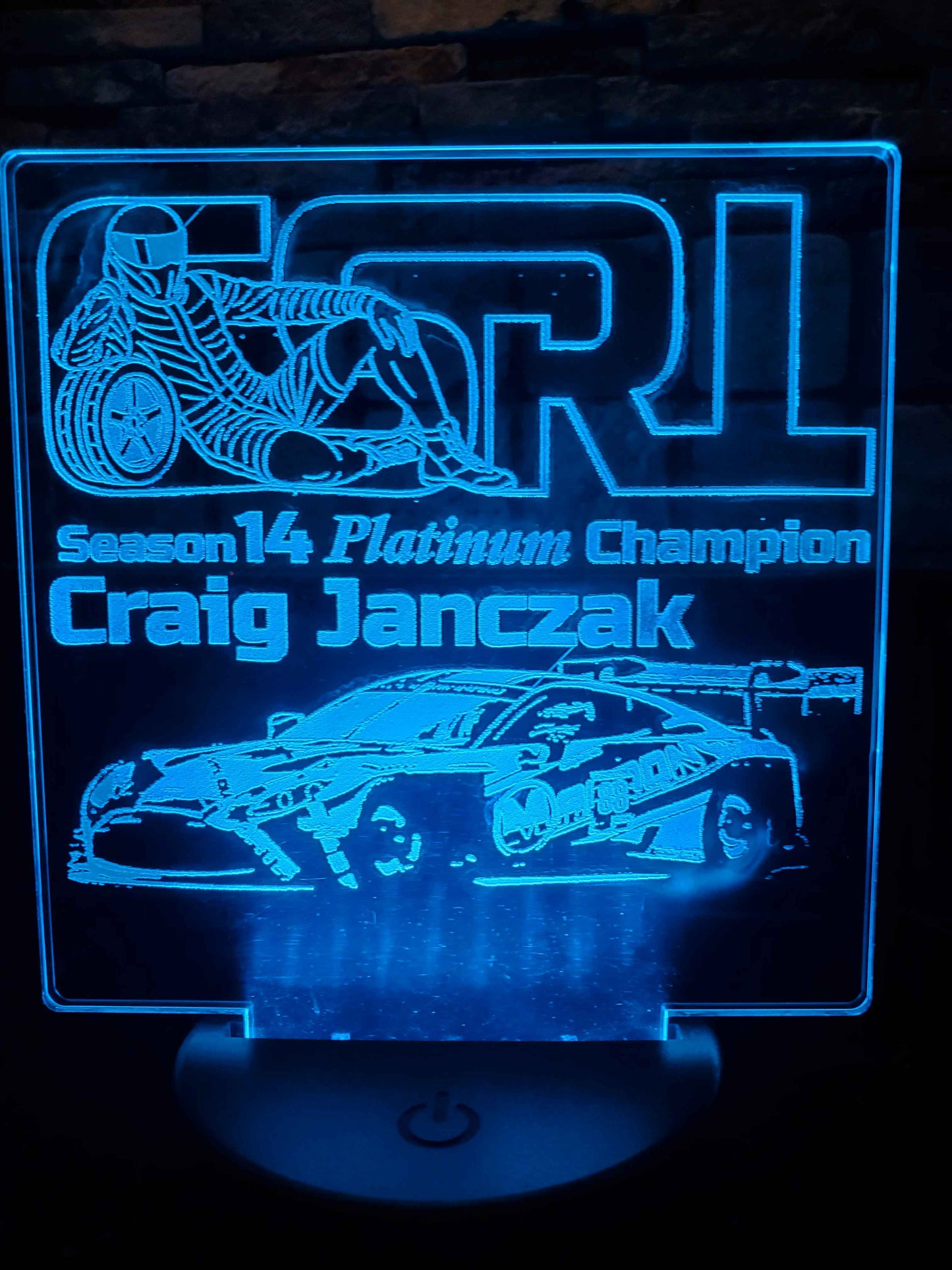 5x5 Acrylic LED Trophies - Custom Sim Racing Trophies - Lighted Signs