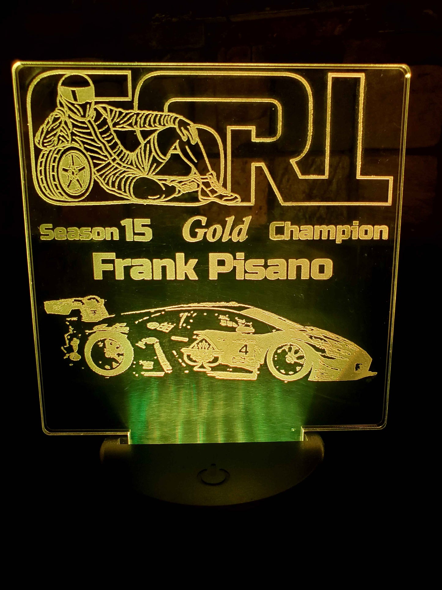 5x5 Acrylic LED Trophies - Custom Sim Racing Trophies - Lighted Signs