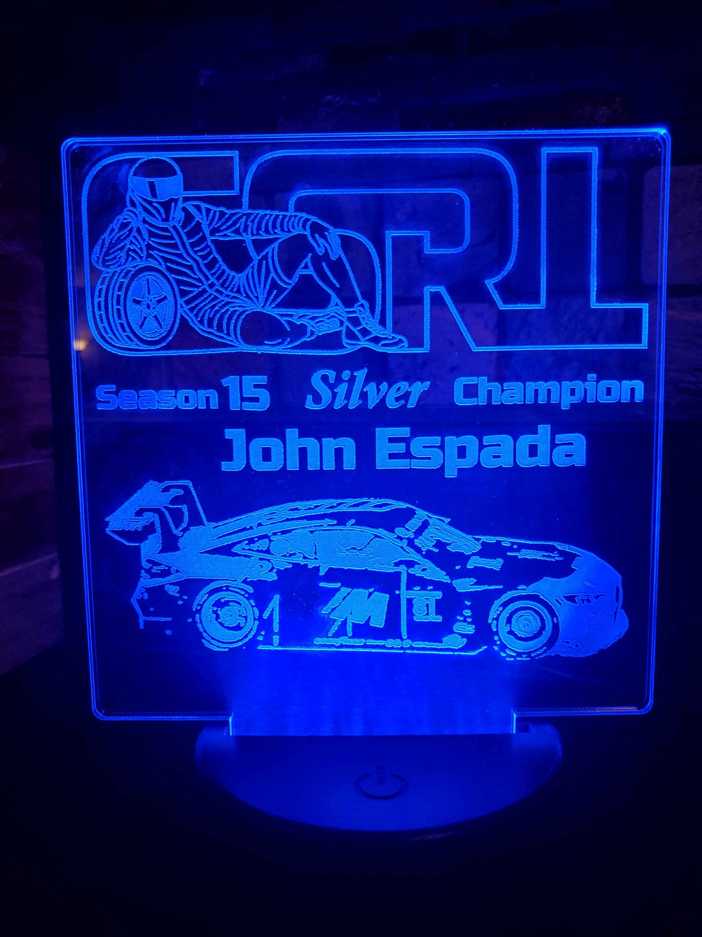5x5 Acrylic LED Trophies - Custom Sim Racing Trophies - Lighted Signs