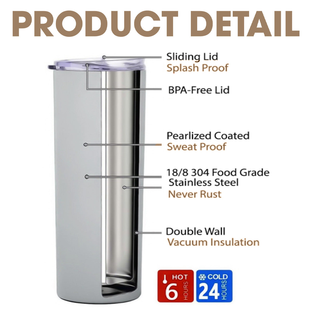 Hyperion GT3 20OZ Straight Cup With Sliding Lid