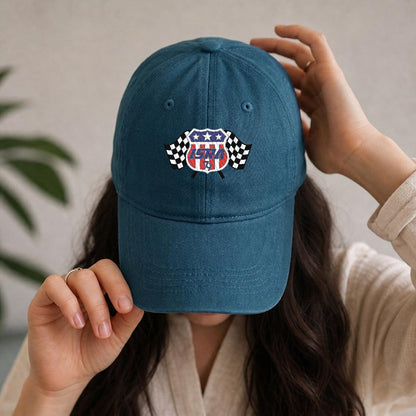 ISRA Embroidered Soft-Crown Flat Cap