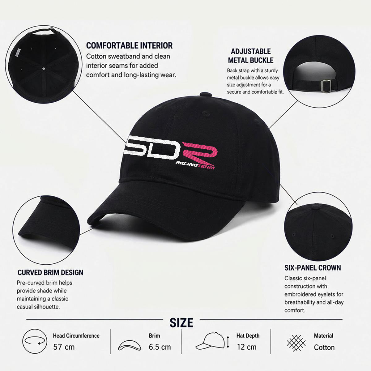SDR Embroidered Soft-Crown Flat Cap