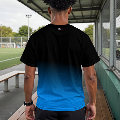 ISRA Drop Shoulder Oversize Crew Neck Performance T-Shirt Blue