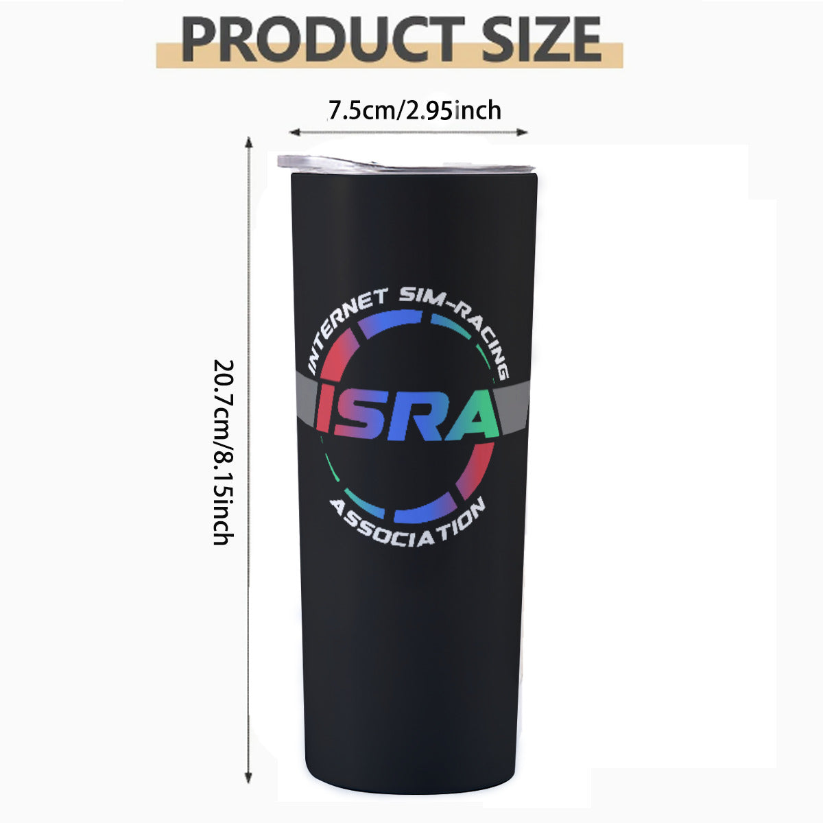 ISRA 20OZ Straight Cup With Sliding Lid - Black