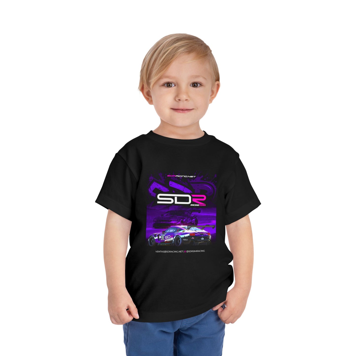 SDR Racing Toddler Tee — Neon Purple Race Car Graphic