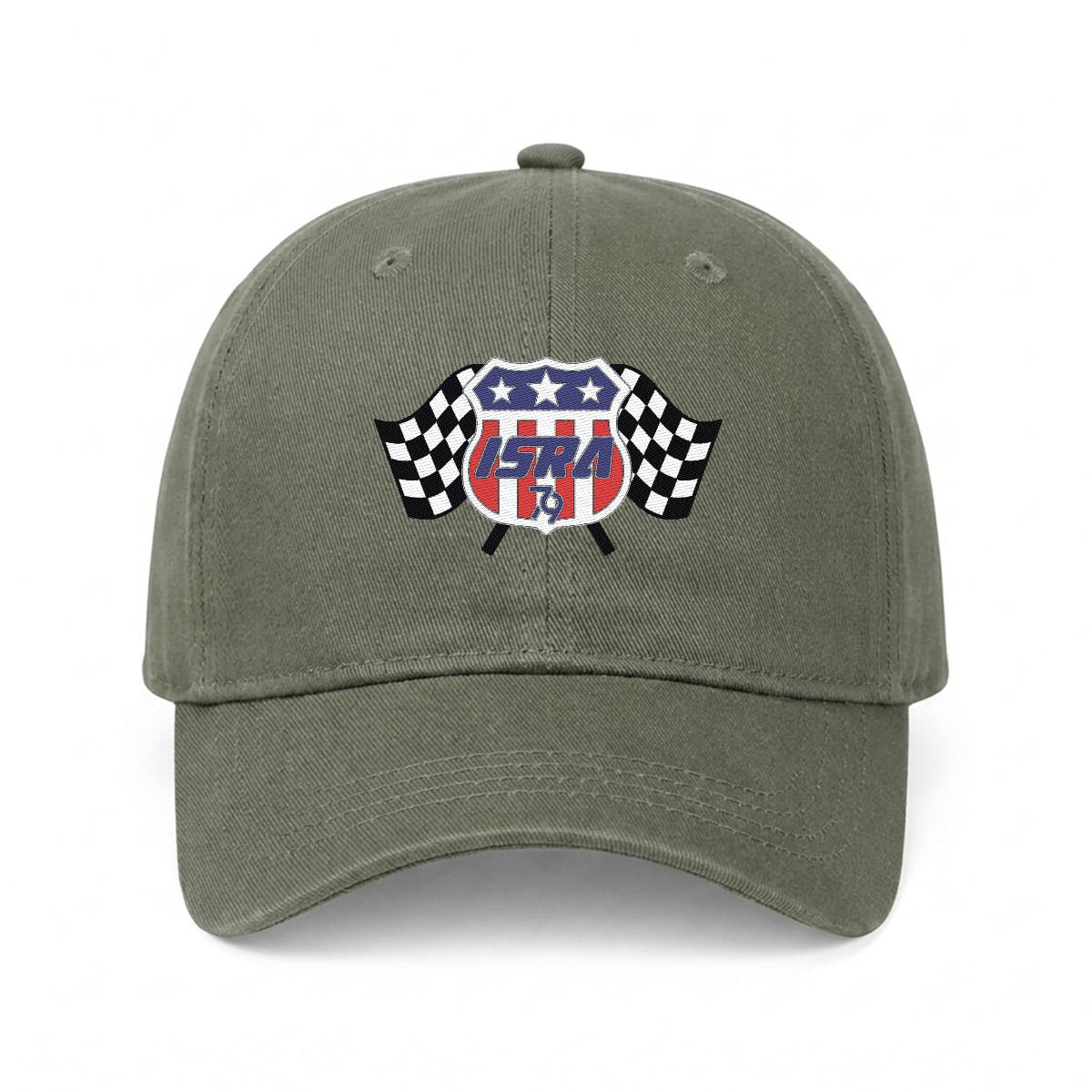 ISRA Embroidered Soft-Crown Flat Cap