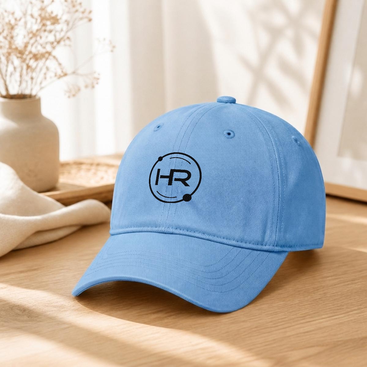 Hyperion Embroidered Soft-Crown Flat Cap -black logo